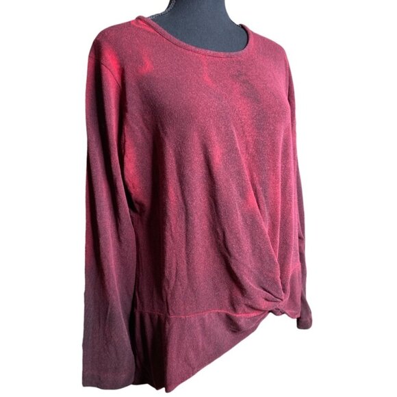 Dress to kill Jane Mohr burnt burgundy twist‎ tunic blouse textured one size - Picture 5 of 6